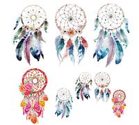 Woohome Lot de 8 écussons thermocollants pour vêtements, attrape-rêves colorés et lavables pour décoration de T-shirt, sac à dos