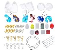 Woohome Lot de 8 moules en silicone en forme d'île avec boucle de pendentif, crochet d'oreille, chaînes pour pendentifs, colliers, bijoux artisanaux