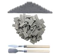 Woohome Mini Briques 150 PCS Gris Briques Miniature Mini Briques D' Argile Diorama pour Fairy Garden Decor, Accessoires Aménagement Paysager Miniature