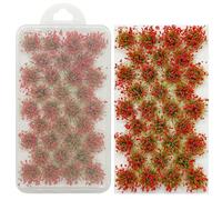 Woohome Modèle Arbres Gazon Lichen pour Feuillage, 32 PCS Rouge Touffe d'herbe Statique Herbe Artificielle Modèle pour Le Chemin de Fer de Paysage de Train