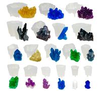 Woohome Moule Resine Epoxy, 18 PCS Moule en Forme de Cristaux Moules en Résine de Silicone de Cristal Moule en Forme de Cristaux Resin Crystals Molds pour La Fabrication de Bijoux Bougie