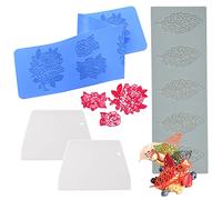 Woohome Moules à Fondant en Dentelle et Grattoir, Tapis de Dentelle en Silicone de Feuilles Roses Tapis D'impression de Fondant de Gâteau pour La Décoration de Gâteau