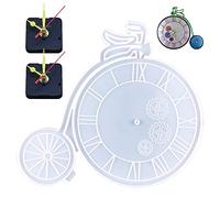 Woohome Moules en Résine de Silicone Horloge Moule en Silicone en Forme de La Bicyclette avec 2 Set Mouvement D'horloge avec Aiguilles pour L'horloge de Bricolage