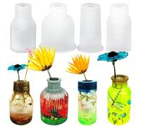 Woohome Moules en Résine de Vase à Fleurs, 4 PCS Moule Vase Resine Epoxy Moule de Vase en Résine pour Décoration de La Maison