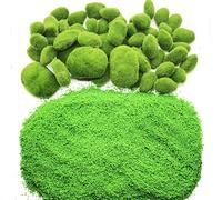 Woohome Mousse Artificielle Rocks Décoratifs, 50 PCS 4 Taille Boules de Mousse Verte pour Arrangements Floraux, Fée Jardins, Terrariums et Travaux Manuels