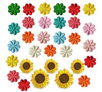 Woohome Patch Thermocollant, 30 PCS Tournesol Fleur Autocollant de Patch Ecusson Thermocollant ou Ecusson à Coudre pour Vêtement T-Shirt Jeans Veste