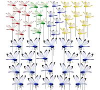 Woohome Piquets de Libellules de Papillons de Jardin, 50 PCS Libellule de Jardin Ornements de Jardin, Libellules avec Batonnets pour D¨¦coration de Plante, Terrasse Patio, D¨¦coration de Jardin
