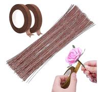 Woohome Trousse à Outils Arrangement Floral, 2 Volume Tape Strap Wrap, 200 Pcs Floral Wire pour Bouquet de Mariage DIY, Fleurs Artificielles Décorations de Bouquet de Mariage Artisanat Art 60CM