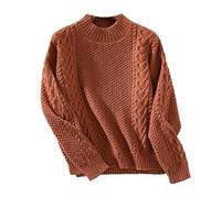 Wool Blend Cable Knit Pullover for Women, Cozy Long Sleeve Sweater, Casual Fall/Winter Jumper