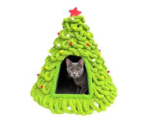 Wool Cat Cave Bed - Hideaway Pod | Lit de tunnel en peluche douce, idée de meubles Lits de grotte mignons, Teepee doux, lits d'hiver chauds, Condo pour les amoureux des animaux de compagnie (Large)