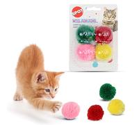 Wool Pom Poms with Catnip 4 Pk Ethical Pet Laine Pompons avec Herbe à Chat, Lot de 4