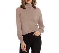 Woolen Bloom Pull Femme Col Roulé Côtelé Tricot Hauts sous Pull Manches Longues Chandail Dame Hiver Chaud Mode