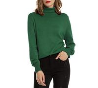 Woolen Bloom Pull Femme Col Roulé Côtelé Tricot Hauts sous Pull Manches Longues Chandail Dame Hiver Chaud Mode