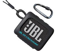 Woollo Étui de protection portable en silicone compatible avec JBL GO 3 - Avec cordon en silicone et mousqueton - Noir