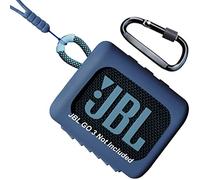 Woollo Étui de protection portable en silicone compatible avec JBL GO 3 - Avec cordon en silicone et mousqueton - Bleu