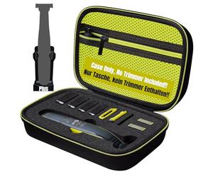 Woollo Étui de Voyage Rigide Portable Compatible avec Philips OneBlade Face + Body QP2734 QP2724 QP2824 QP230 QP220 QP437 QP2630 QP2620 QP2530 QP2520,Fermeture éclair Verte à l'intérieur