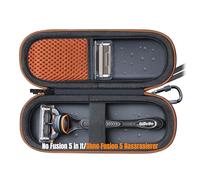 Woollo Étui en PU Compatible avec Gillette ProGlide,Fusion 5 et Rasoir Humide Mach 3 - Rasoirs Portable - Étui de Voyage Rigide - étanche pour Fusion 5 - Orange