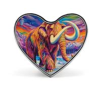 Woolly Mammoth on Ice Brooch Pins Heart Badge Collar Lapel Pins Dress Coat Accessories for Women Men