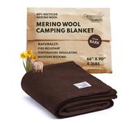 Woolly Mammoth Woolen Co. Couverture de Camping en Laine mérinos Taille XL - Idéale pour l'extérieur, Le Camping, Le Trekking, la randonnée, la Survie ou jeté à la cabane (Marron), 167,6 x 228,6 cm