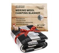 Woolly Mammoth Woolen Company Ferme Collection Checkered Couverture en Laine 66" x 90" Noir/Crème Plaid