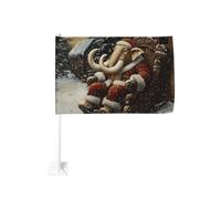 Woolly Mammouth Dressed As Santa Claus Car Flag Outdoor Window Clip 30 x 45 cm Double Face Car Decoration