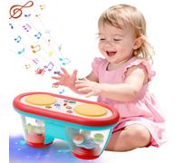 Woollywink Jouet Bébé 1 an, Jouet Musical Lumineux pour Enfant 9 12 18 Mois + Cube d'Activité Instrument de Musique à Double Tambour à Mains Cadeau pour Bébé 1 an +