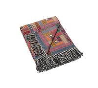 WoolMe Plaid en Laine Mérinos Marta Red/Green, 130 x 180 cm, Fabriqué en Lituanie