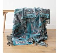 WoolMe Plaid en Laine Mérinos Marta Turquoise, 130 x 180 cm