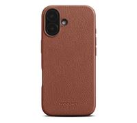 Woolnut Étui en Cuir pour iPhone 16 - Marron - Coque Luxe Scandinave en Cuir pleine fleur Compatible avec MagSafe Design Mince avec Protection de l'appareil photo, de l'écran et des Boutons en