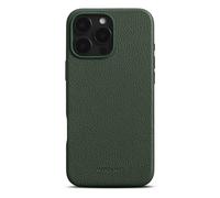 WOOLNUT Étui en Cuir pour iPhone 16 Pro Max - Vert - Coque luxueuse en cuir pleine fleur scandinave compatible avec MagSafe Design mince avec protection de l'appareil photo, de l'écran et des boutons