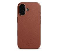 Woolnut Étui en cuir pour iPhone 17, marron, cuir pleine fleur scandinave, compatible avec MagSafe, côtés fins en TPU, doublure en microfibre douce, bords surélevés pour la protection de l'écran et de