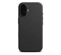 Woolnut Étui en cuir pour iPhone 17, noir, cuir pleine fleur scandinave, compatible avec MagSafe, côtés fins en TPU, doublure en microfibre douce, bords surélevés pour la protection de l'écran et de