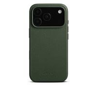 Woolnut Étui en cuir pour iPhone 17 Pro - Vert - Cuir pleine fleur scandinave, compatible avec MagSafe, côtés fins en TPU, doublure en microfibre douce, bords surélevés pour la protection de l'écran