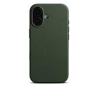 Woolnut Étui en cuir pour iPhone 17, vert, cuir pleine fleur scandinave, compatible avec MagSafe, côtés fins en TPU, doublure en microfibre douce, bords surélevés pour la protection de l'écran et de