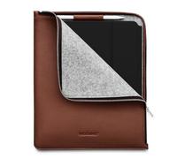 WOOLNUT Étui portefeuille en cuir pour iPad Pro 13" et iPad Air 13 - Marron avec porte-crayon, cuir pleine fleur de qualité supérieure, fermeture éclair/iPad Pro 12,9" avec iPad Air 13 (M4, 2024)
