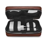 Woolnut Organisateur Tech en Cuir Pleine Fleur Marron - Rangement élégant pour Accessoires électroniques, câbles et Gadgets - Pochette de Voyage Premium avec Design Minimaliste et Protection optimale