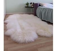 Woolous Grand Peau de Mouton 180x120 cm, Nouvelle Zélande Tapis Peau de Mouton Véritable, Moquette Epais Doux et Moelleux pour Salon, Chambre à Coucher & La Crèche Décor (Ivoire Blanc)