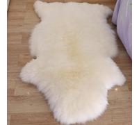 Woolous Peau de Mouton Naturelle - Tapis Peau Mouton Véritable de Nouvelle Zélande, Vrai Peau de Mouton Doux et Moelleux pour Décoration Salon, Chambre, Canapé et Chaise (Ivoire Blanc 105x70 cm)