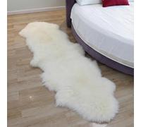 Woolous Tapis double en peau de mouton de Nouvelle-Zélande - Doux et épais - Pour table de chevet, canapé ou chaise - Ivoire naturel - 180 x 60 cm