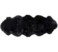 Woolous Tapis en Peau de Mouton Véritable 180 X 60 cm Grand Tapis Peau Mouton de Nouvelle-ZéLande, Très épais, Chaud et Moelleux, pour Chambre à Coucher, Salon, Canapé (Noir)