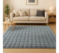 Woolous Tapis Salon 180 X 120cm Tapis Antidérapant, Moquette en Fausse Fourrure de Lapin à Poils Courts, Rug Doux et Pelucheux Super Shaggy pour Chambre, Intérieur (Gris)