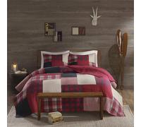 WOOLRICH Parure de lit Style Cottage inversé à Couleur Unie, Coton, Rouge Coucher de Soleil, surdimensionné pour lit Double/Grand lit