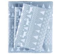 WOOLRICH Warm & Breathable Cotton Flannel Bed Sheets avec Poche élastique de 35,6 cm, Parure de lit Confortable pour Saison Froide, taie d'oreiller Assortie, Bleu givré, King