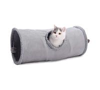 WOOLUCK Jouet Tunnel pour Chat, Tunnel pour Chat Pliable avec Grottes, avec 1 Trous et Boule Suspendue pour Chats Chatons Lapins Dia 30 * 67cm Gris