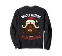 Wooly Wishes Ox Christmas Funny Holiday Santa Clause Sweatshirt