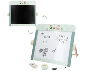 WOOMAX 39250 Tableau double face en bois, marqueur et craies, effaceur, pieds mobiles, bords arrondis, certifié FSC, 40 x 27 x 32 cm, +3 ans, tableaux noirs pour enfants, jouets éducatifs