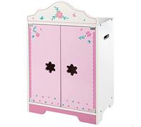 WOOMAX Bois avec 3 cintres + 3 A Jouet, Ne s'applique Pas, Armoire Rose, 34x23x55 cm