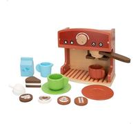 WOOMAX Cafetière en bois pour jouet, 12 accessoires, appareil ménager, machine à café, accessoires de cuisine, jeux éducatifs, jouets pour enfants de 2 ans, cadeaux d'anniversaire pour enfants (47599)