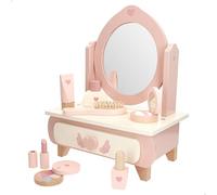 WOOMAX Coiffeuse en Bois avec Miroir, Peigne, Rouge à lèvres, flacons et palettes de Maquillage, Ensemble de beauté pour Enfants, matériel FSC, 28 x 10 x 35 cm, Jouet éducatif pour garçons et Filles