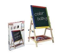 WOOMAX- Double tableau noir avec chevalet en bois (Colorbaby 43688) COLOR BABY
